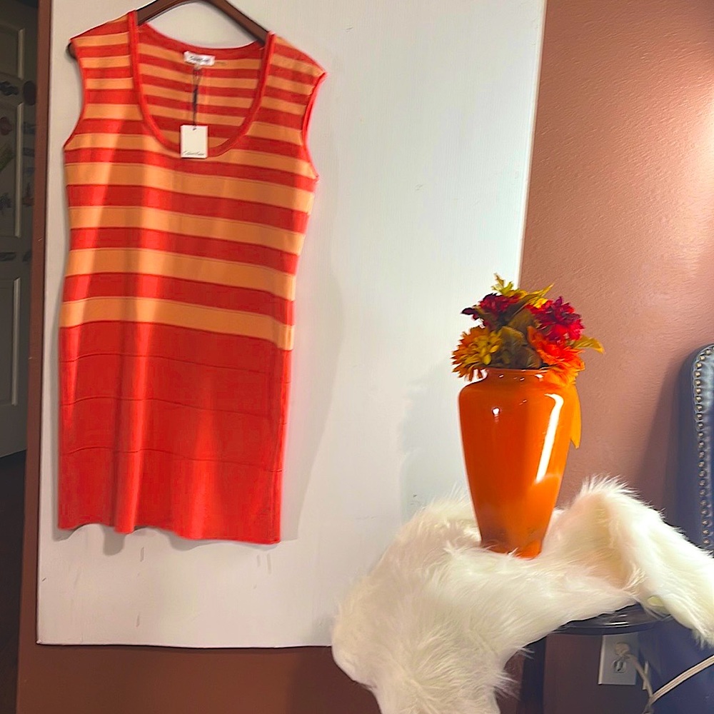 Bright orange colour nice dress